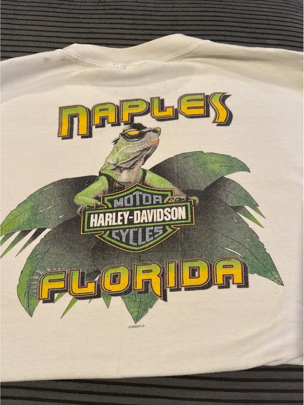 Harley-Davidson 2XL White Cotton T-Shirt with Naples Florida Graphic